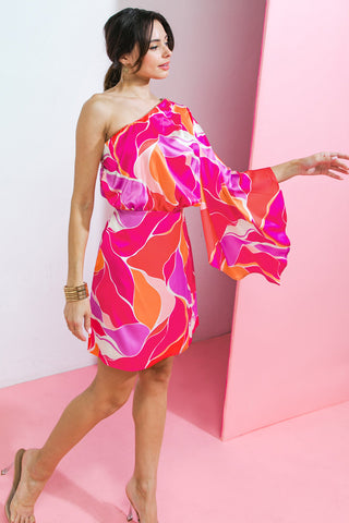 DESERT EXPRESS WOVEN SATIN MINI DRESS - By Baano