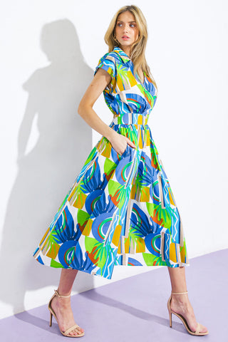 SUMMER MIRAGE WOVEN MIDI DRESS - By Baano