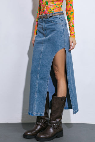 KEEP SHINING DENIM MIDI SKIRT - By Baano