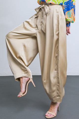 POWERFUL CHARM WOVEN SATIN PANTS - By Baano