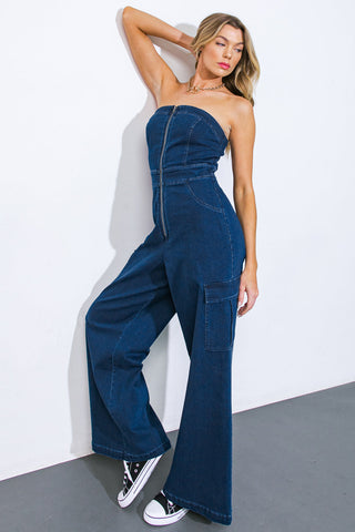 GOOD TOGETHER DENIM JUMPSUIT - By Baano