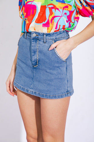 SUNNY ROMANCE DENIM SKORT - By Baano