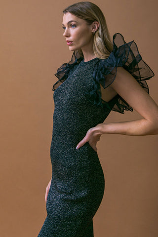 THIS IS YOUR SIGN METALLIC MIDI DRESS - By Baano