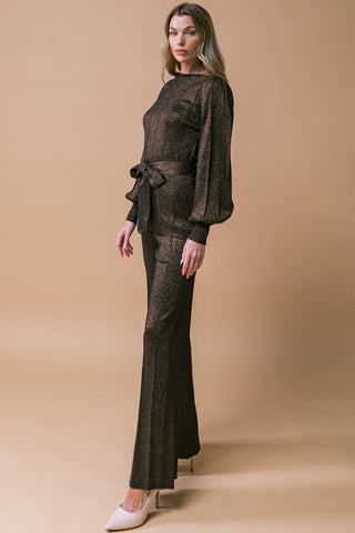 STUNNING STANCE METALLIC SWEATER TUNIN AND PANT SET - By Baano