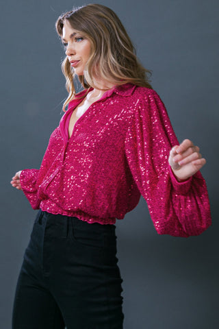 FREEDOM CALLS SEQUIN TOP - By Baano