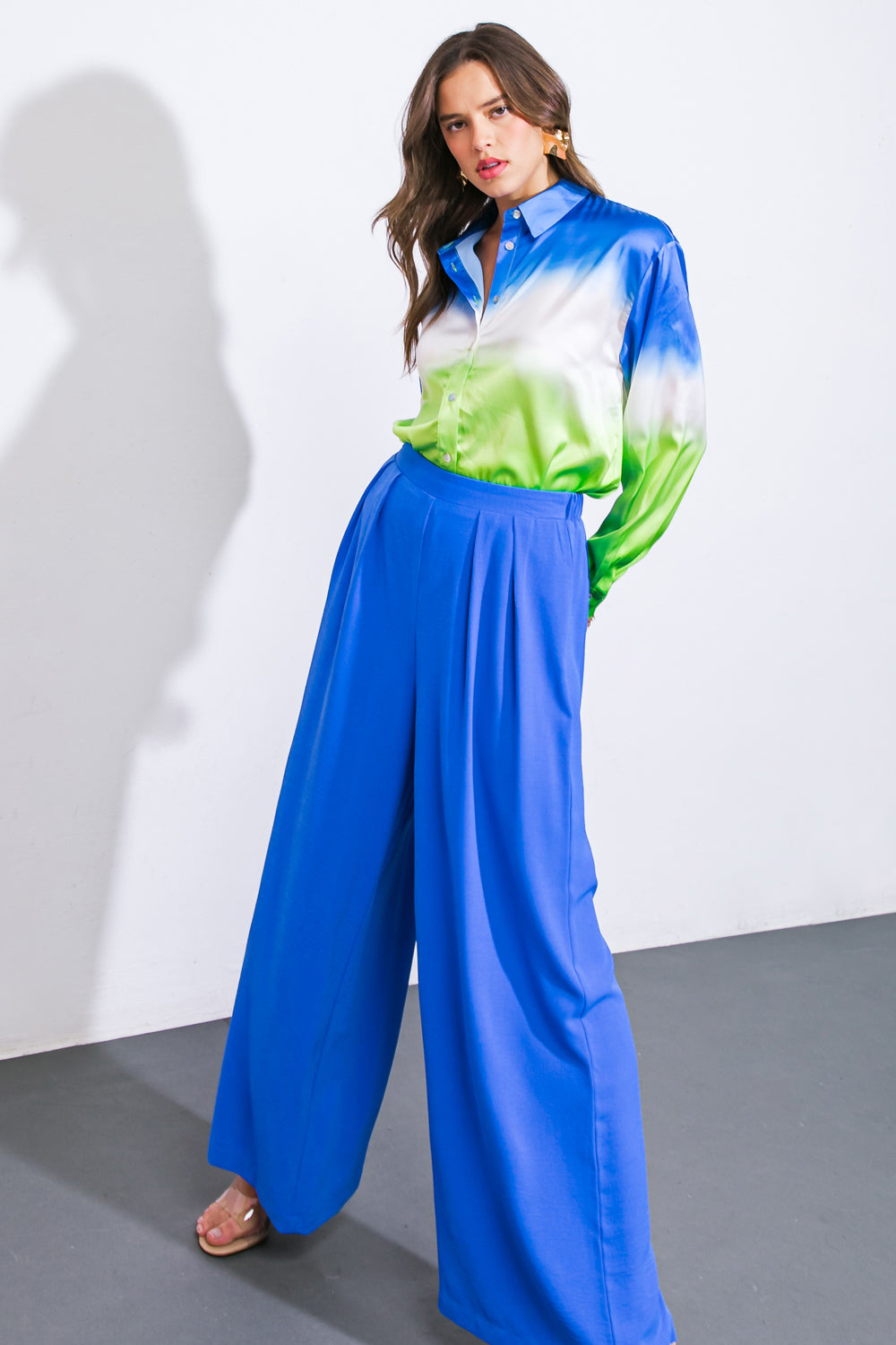 ALWAYS BE AROUND WOVEN TOP AND PANT SET - By Baano