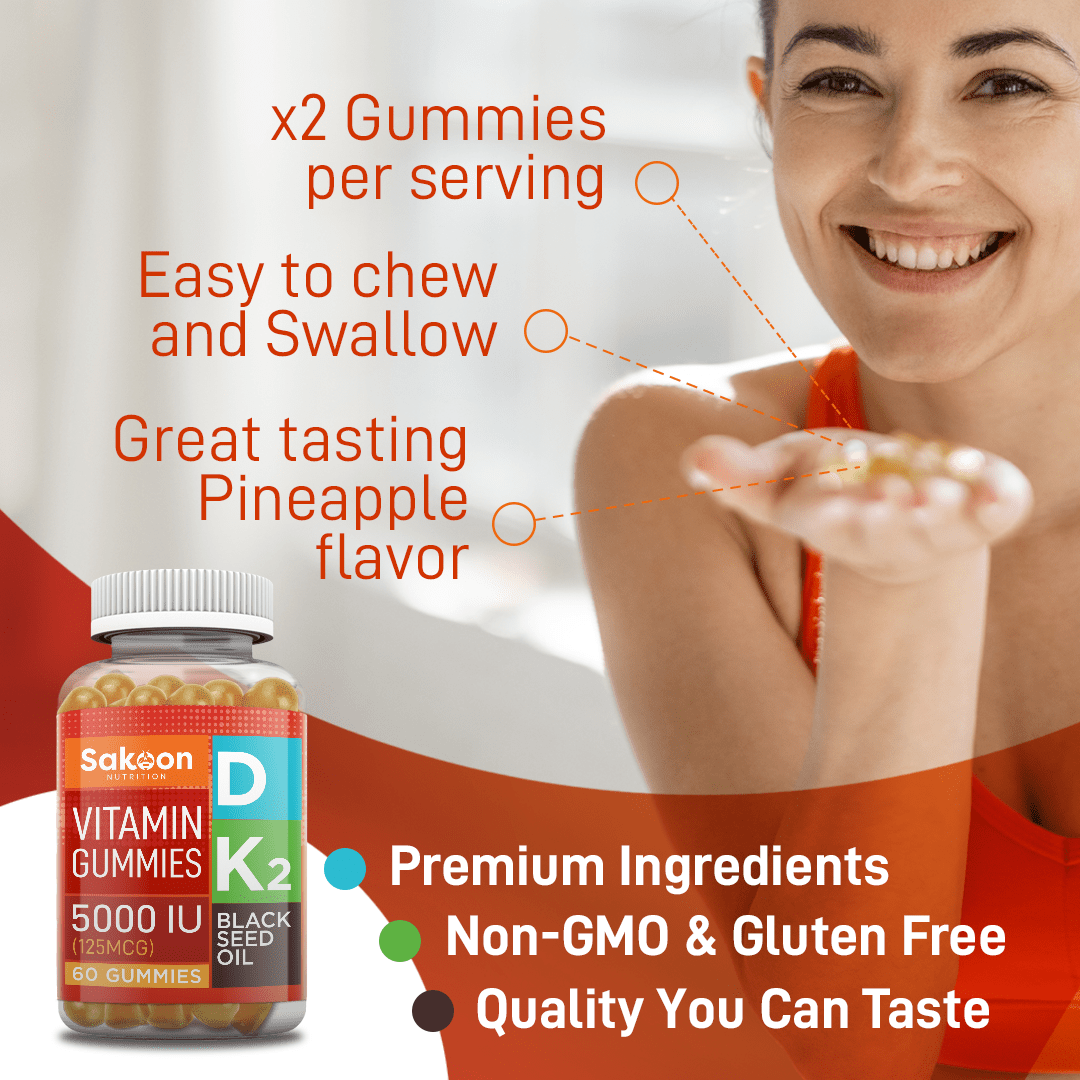 5000 IU Vitamin D3 With Vitamin K2 & Black Seed Oil - By Baano