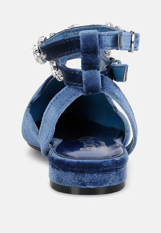 Salome Black Velvet Luxe Jewelled Flat Mules