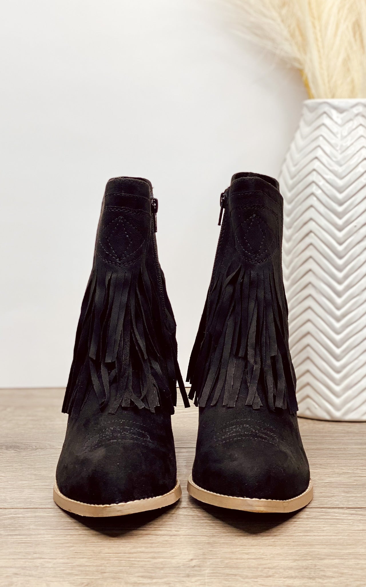 Sandra Fringe Booties in Black Naughty Monkey