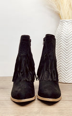 Sandra Fringe Booties in Black Naughty Monkey
