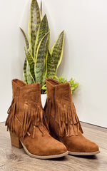 Sandra Fringe Booties in Tan Naughty Monkey