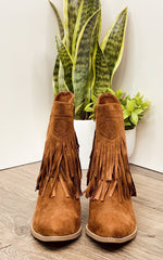 Sandra Fringe Booties in Tan Naughty Monkey