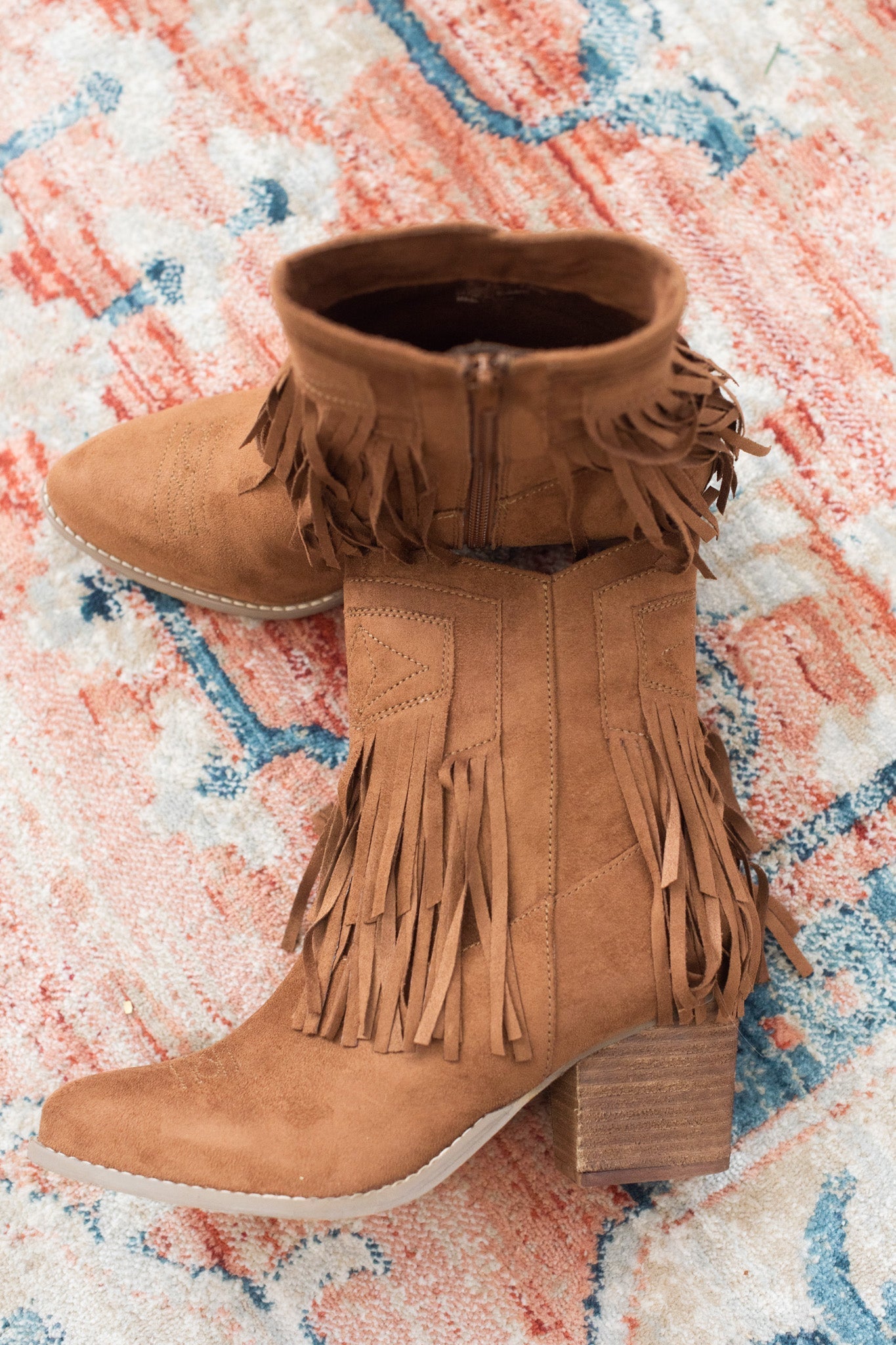 Sandra Fringe Booties in Tan Naughty Monkey