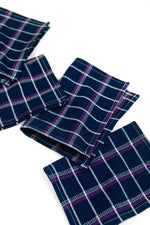 San Lucas Plaid Navy Cocktail Napkins, Set of 4