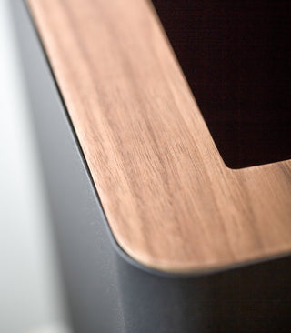 Trash Can - Rectangle - Steel + Wood - By Baano