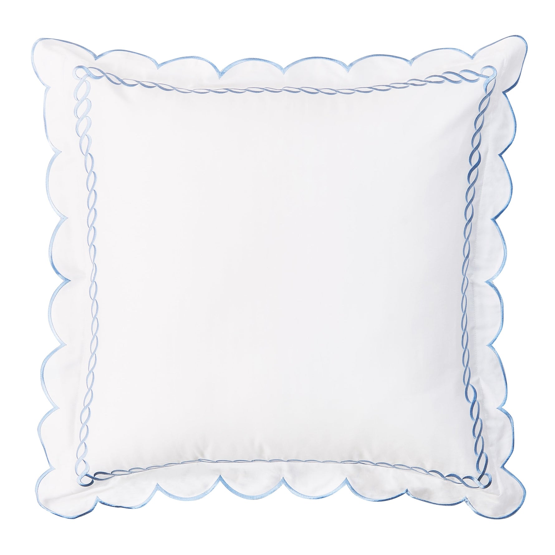 600 Thread Count Scallop Rope Embroidered Cotton Euro Sham Pair