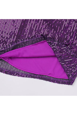 Purple Sequin Dress With Belt - Xxl