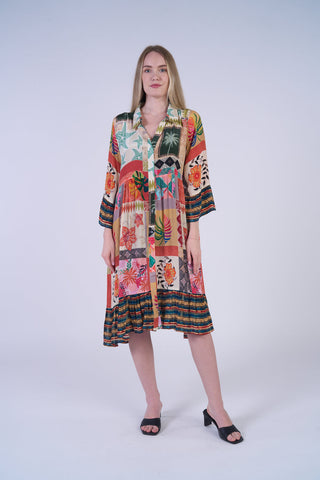 Coral Patchwork Dress