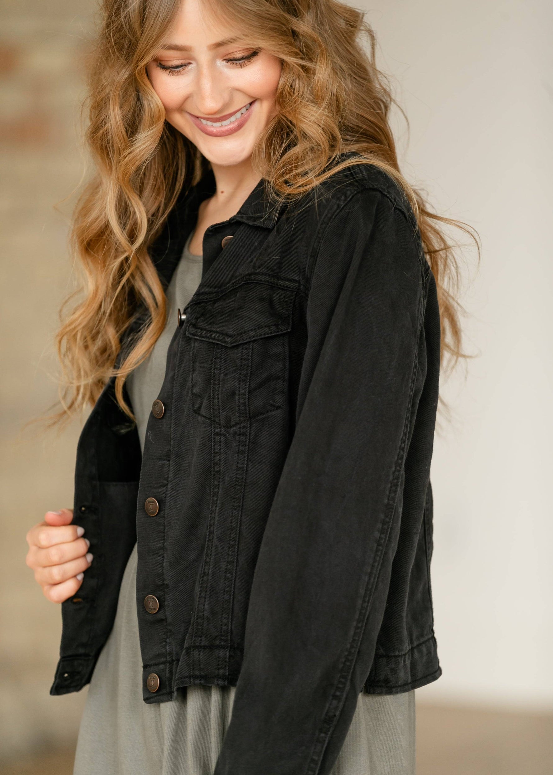 Shea Black Lightweight Denim Jacket