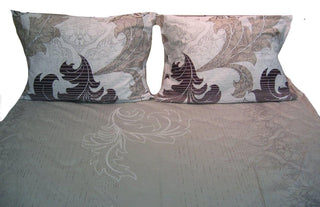 DaDa Bedding Paisley Grey Floral Leaves Fitted Sheet & Pillow Cases Set (FTS8197)