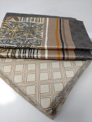 DaDa Bedding Geometric Striped Tan Brown Multi-Color Fitted + Flat Sheet & Pillow Cases Set (FSFS8279)