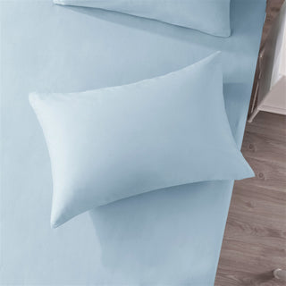 DaDa Bedding Soothing SeaFoam Sky Blue Cotton Fitted Bed Sheet w/Pillow Cases (JHW604)