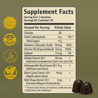 Himalayan Shilajit Gummies with Black Seed Oil - By Baano