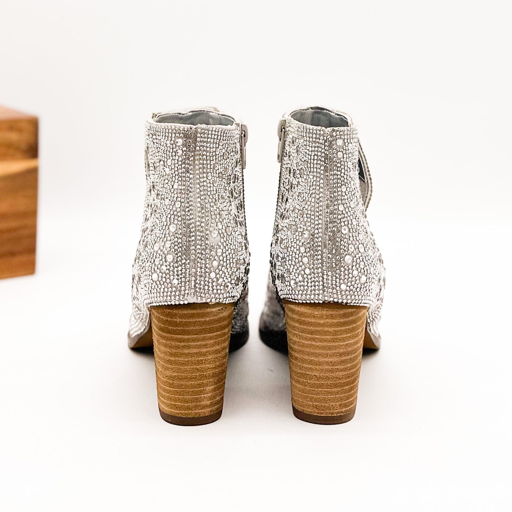 Shine Star Rhinestone Bootie in Silver Naughty Monkey