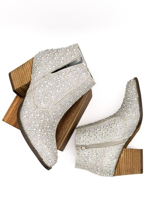 Shine Star Rhinestone Bootie in Silver - By Baano