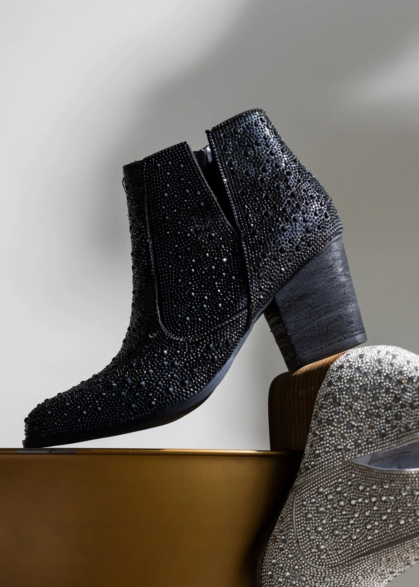 Shine Star Rhinestone Bootie in Black - Glamourous Grace