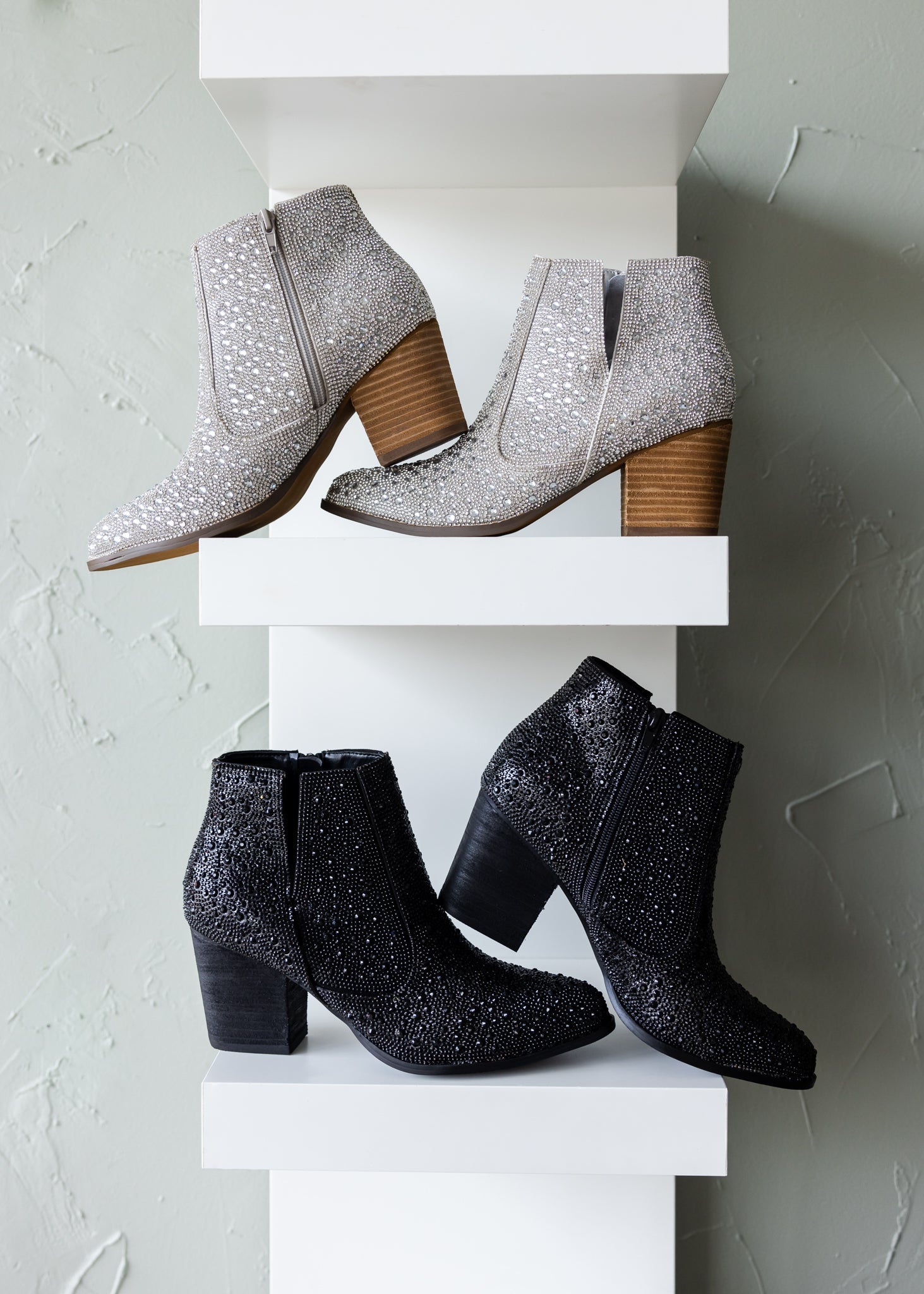 Shine Star Rhinestone Bootie in Silver Naughty Monkey