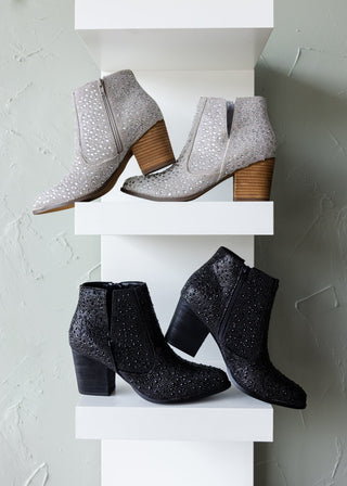 Shine Star Rhinestone Bootie in Silver - By Baano