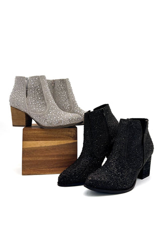 Shine Star Rhinestone Bootie in Silver - By Baano