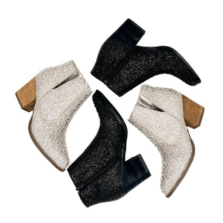 Shine Star Rhinestone Bootie in Silver - By Baano