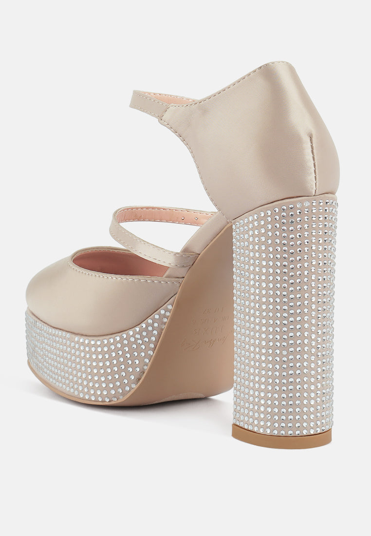 Shiver Rhinestones Embellished Platform Mary Jane Sandals