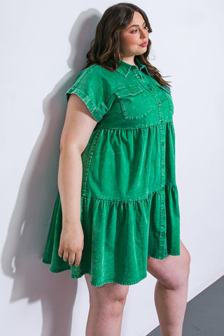NO DULL MOMENTS DENIM MINI DRESS - By Baano