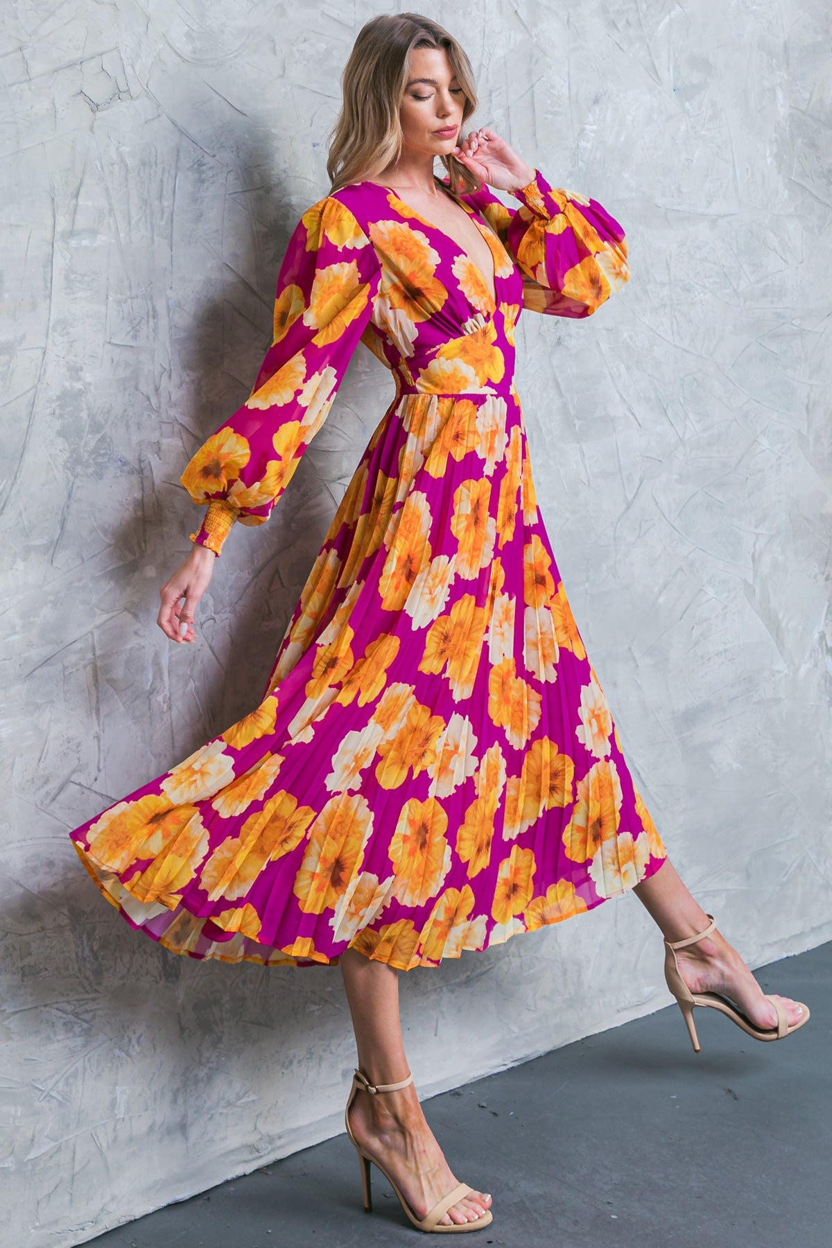LOOK AT HER FLORAL WOVEN MIDI DRESS - By Baano
