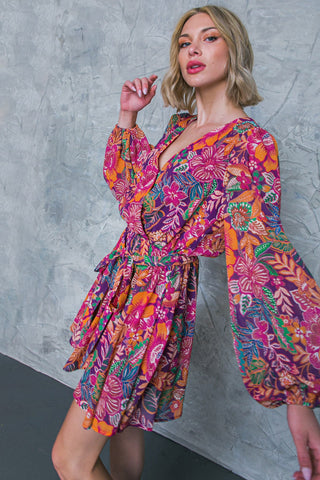 PICKING DAISIES PLUM WOVEN MINI DRESS - By Baano