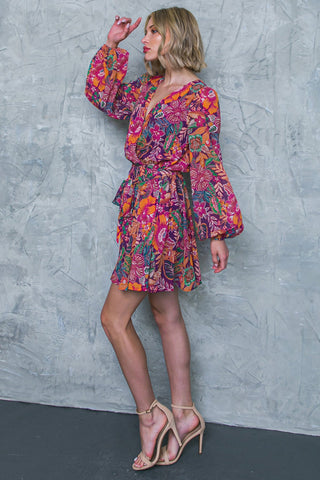 PICKING DAISIES PLUM WOVEN MINI DRESS - By Baano