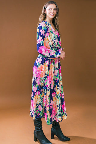 BREATHTAKING MOMENT WOVEN PLISSE MIDI DRESS - By Baano