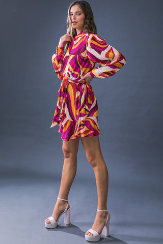GET ON BOARD WOVEN PLISSE MINI DRESS - By Baano