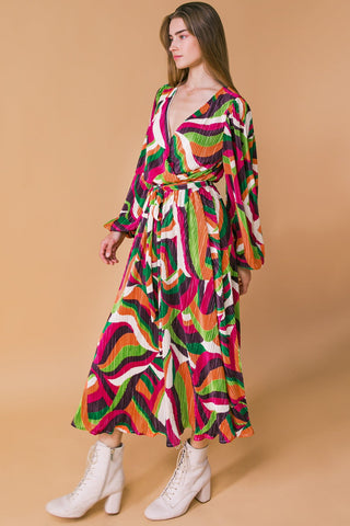 DESTINED TO IMPRESS PLISSE MIDI DRESS - By Baano