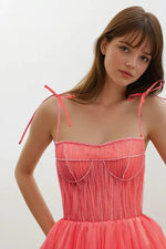 Sidney Tie-Strap Tulle Midi Dress - By Baano