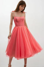 Sidney Tie-Strap Tulle Midi Dress - By Baano