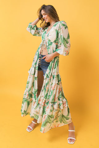 EASY DAYS FLORAL MAXI KIMONO TOP - By Baano