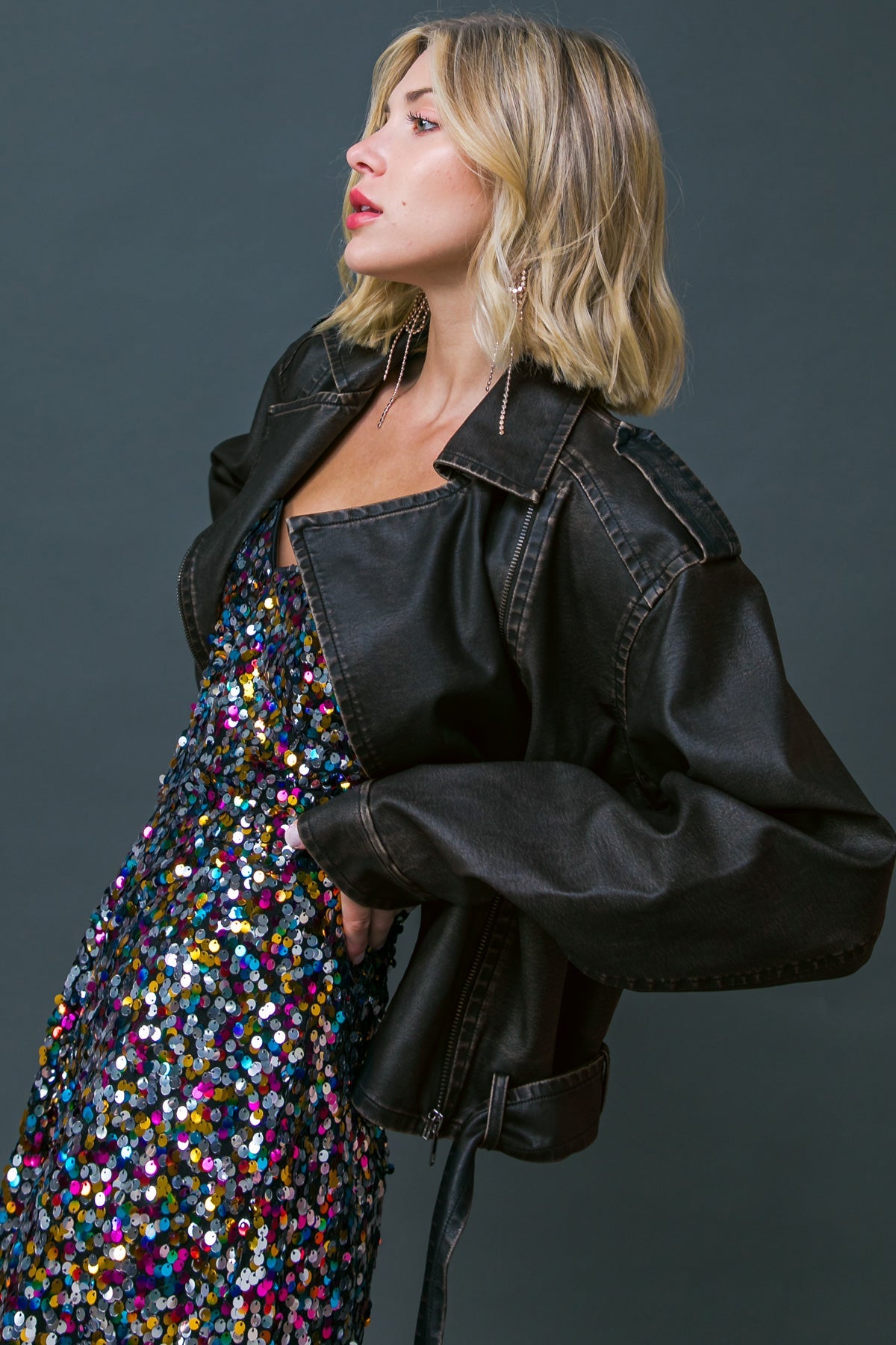 ON MY WAY UP FAUX MOTO JACKET - By Baano