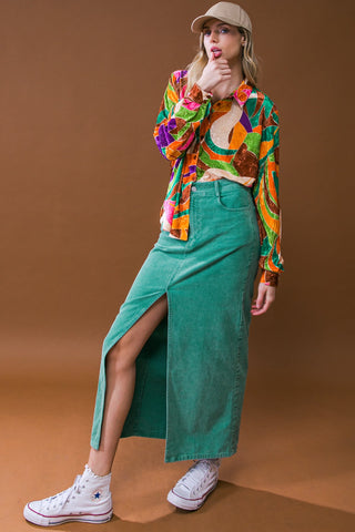 PERFECT PICK CORDUROY MIDI SKIRT - By Baano