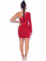 Silver Night Wine Red Sequin Crepe Tuxedo Blazer Dress