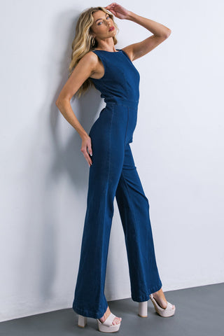 KISS AND WON'T TELL DENIM JUMPSUIT - By Baano