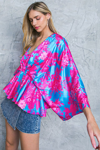 HERE WE GO AGAIN BLUE WOVEN TOP - By Baano